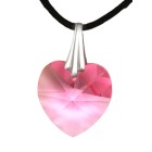Swarovski crystal heart pink with a cord chain