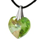 Light green Swarovski crystal heart with a cord chain