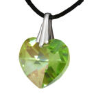 Light green Swarovski crystal heart with a cord chain