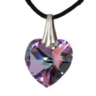 Swarovski crystal heart purple with a cord chain