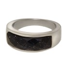 Steel ring with synthetic stone in black