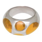 Steel ring with yellow acrylic circles