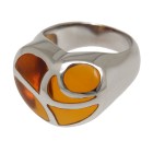 Steel ring with orange colored acrylic areas