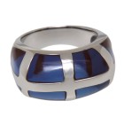 Steel ring with purple colored acrylic areas
