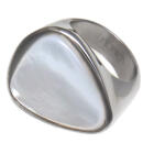 Steel ring with Mother of Pearl inlay