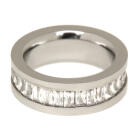 Steel ring with many clear zirconia 070