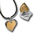 Double heart pendant S&amp;W made of PVD-coated stainless steel with your desired engraving