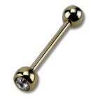 14k barbell dumbbell with two crystals