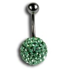 Belly button body jewelry piercing with Swarovski stones in 1.6x6mm / 1.6x8mm / 1.6x10mm / 1.6x12mm / 1.6x14mm length