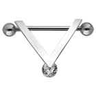 Perfect elegance - nipple piercing with rotating crystal 01