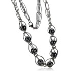 Steel necklace with steel balls in hematite look