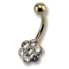 carat navel piercing with flower design