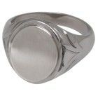 Signet ring made of stainless steel in several sizes, oval with decorations on the sides