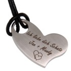 Swinging - heart-shaped pendant made of stainless steel with your desired engraving