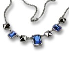 Necklace made of stainless steel with blue crystals