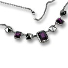 Necklace made of stainless steel with purple crystals