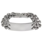 Double row steel bracelet with polished stainless steel plate