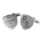 Cufflinks in matt stainless steel, triangular shape with engraving
