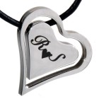 Two-part heart pendant made of stainless steel with your individual engraving