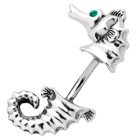 Belly button piercing with double design - seahorse with small Swarovski stones as eyes