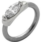 Front closure ring with 925 sterling silver clasp and oval Swarovski crystal