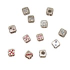 Screw top dice made of 925 silver with 1.6mm thread and crystals as numbers