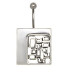 Belly button piercing in retro style square with 925 silver design 1.6x6mm / 1.6x8mm / 1.6x10mm / 1.6x12mm