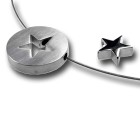 Pendant made of stainless steel, round, in two parts with a star in the middle and an individual engraving