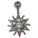 Belly button piercing with Swarovski cabouchon stones, Alien Star
