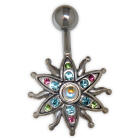 Belly button piercing with Swarovski cabouchon stones, Alien Star