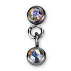 Screw ball with 2 Swarovski stones, 1.6mm