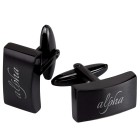 Cufflinks rectangular made of stainless steel with black PVD coating with your engraving