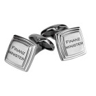 Cufflinks in matt stainless steel with engraving, square with steps