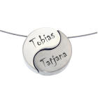Two-part pendant Yin Yang stainless steel including engraving
