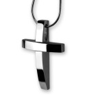 Stainless steel pendant - curved cross, 39x26mm