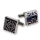 Cufflinks made of stainless steel, square shape, 70s look
