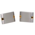 Cufflinks made of stainless steel, matted with 2 gold-colored accents