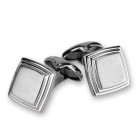 Cufflinks made of stainless steel, square, contrasting surfaces