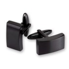 Stainless steel cufflinks, black, rectangular, 19.5x10.5mm