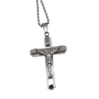 Stainless steel cross pendant with Jesus figure, 47x31mm