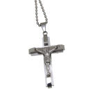 Stainless steel cross pendant with Jesus figure, 47x31mm