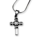 Stainless steel pendant with a cross motif and 4 small crystals