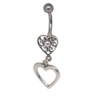Belly button piercing with a retro heart design made of 925 silver 1.6x6mm / 1.6x8mm / 1.6x10mm / 1.6x12mm / 1.6x14mm
