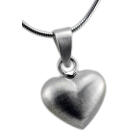 Heart-shaped matte pendant made of 925 sterling silver, 15x15mm
