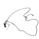 925 sterling silver anklet, chain with spring ring, pendant black and white footprints
