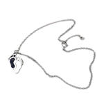 925 sterling silver anklet, chain with spring ring, pendant black and white footprints