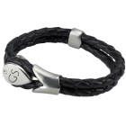 Braided leather bracelet with teardrop clasp and custom engraving