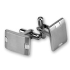 Stainless steel cufflinks, rectangular, matte finish with polished accents