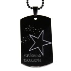 Pendant dog tag 29x50mm made of stainless steel with black PVD coating and individual engraving