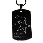 Pendant dog tag 29x50mm made of stainless steel with black PVD coating and individual engraving